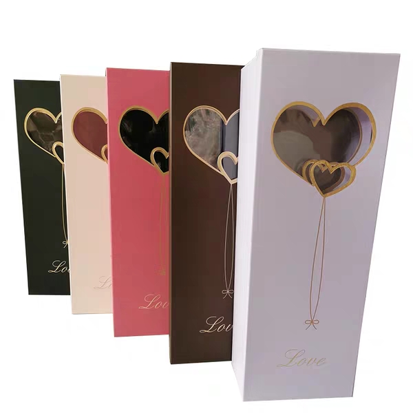 Bouquet gift box set two rectangular flower boxes Valentine's Day rose box open window gift box empty flower box