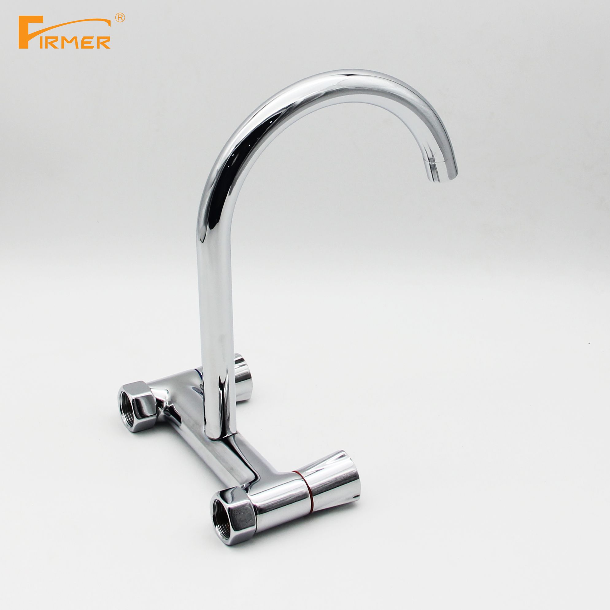 FIRMER brand copper wall-mounted cold and hot water shower, all-copper faucet, cold and hot sink, vegetable basin, kitchen faucet, double-handled washing faucet, kitchen faucet details Picture