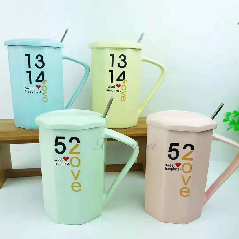 Y248-1 High-end ceramic glazed cup with lid, 60 pieces per box