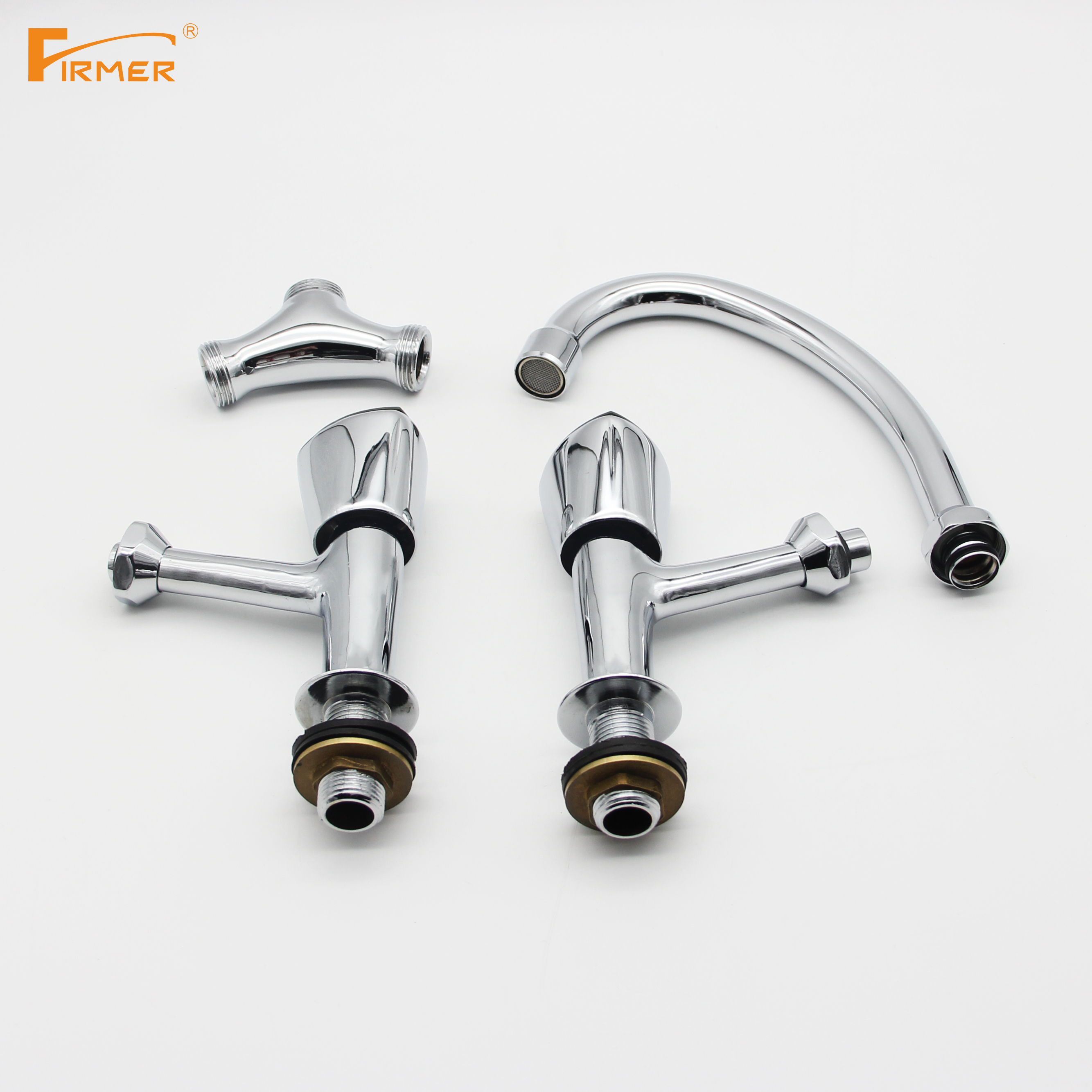 FIRMER brand cross-border kitchen all-copper faucet, hot and cold sink, sink, kitchen faucet, double-handle washing faucet, kitchen faucet pic 4