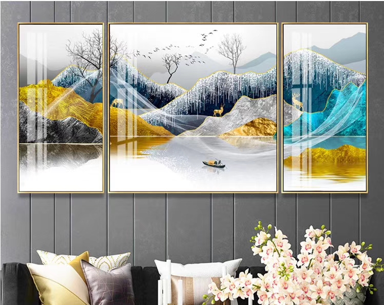 晶瓷画装饰画客厅沙发背景墙画壁画油画挂画北欧三联画详情图3