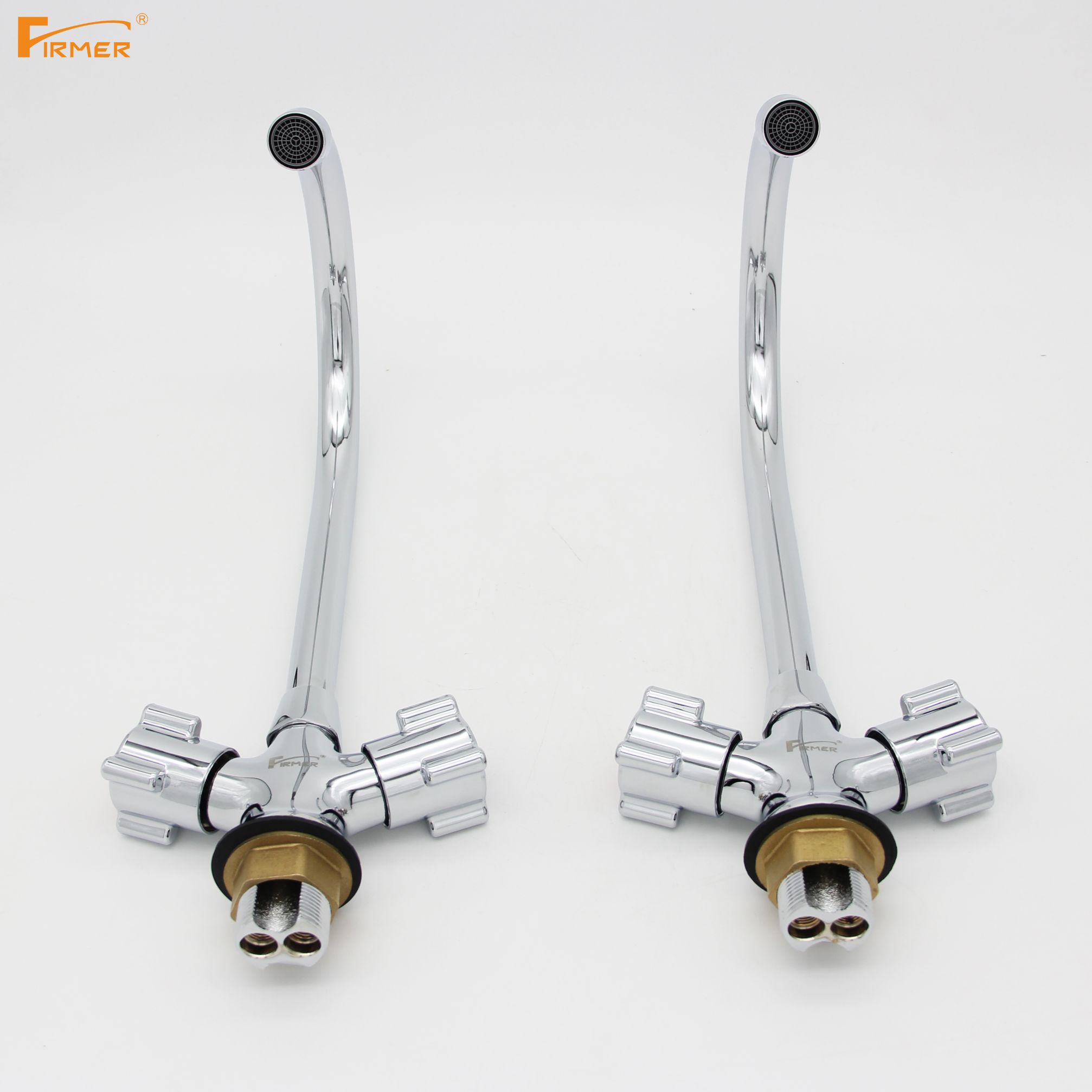 Yiwu Good goods FIRMER YLN1117-3-J Kitchen faucet cold and hot all-copper sink Faucet Double handle double switch Specification image