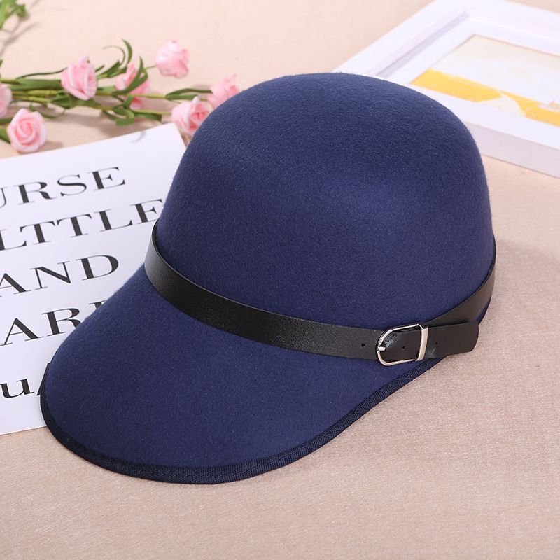 Navy Blue handsome duck tongue beret Winter dome vintage Navy blue male belt equestrian beret top hat thumbnail