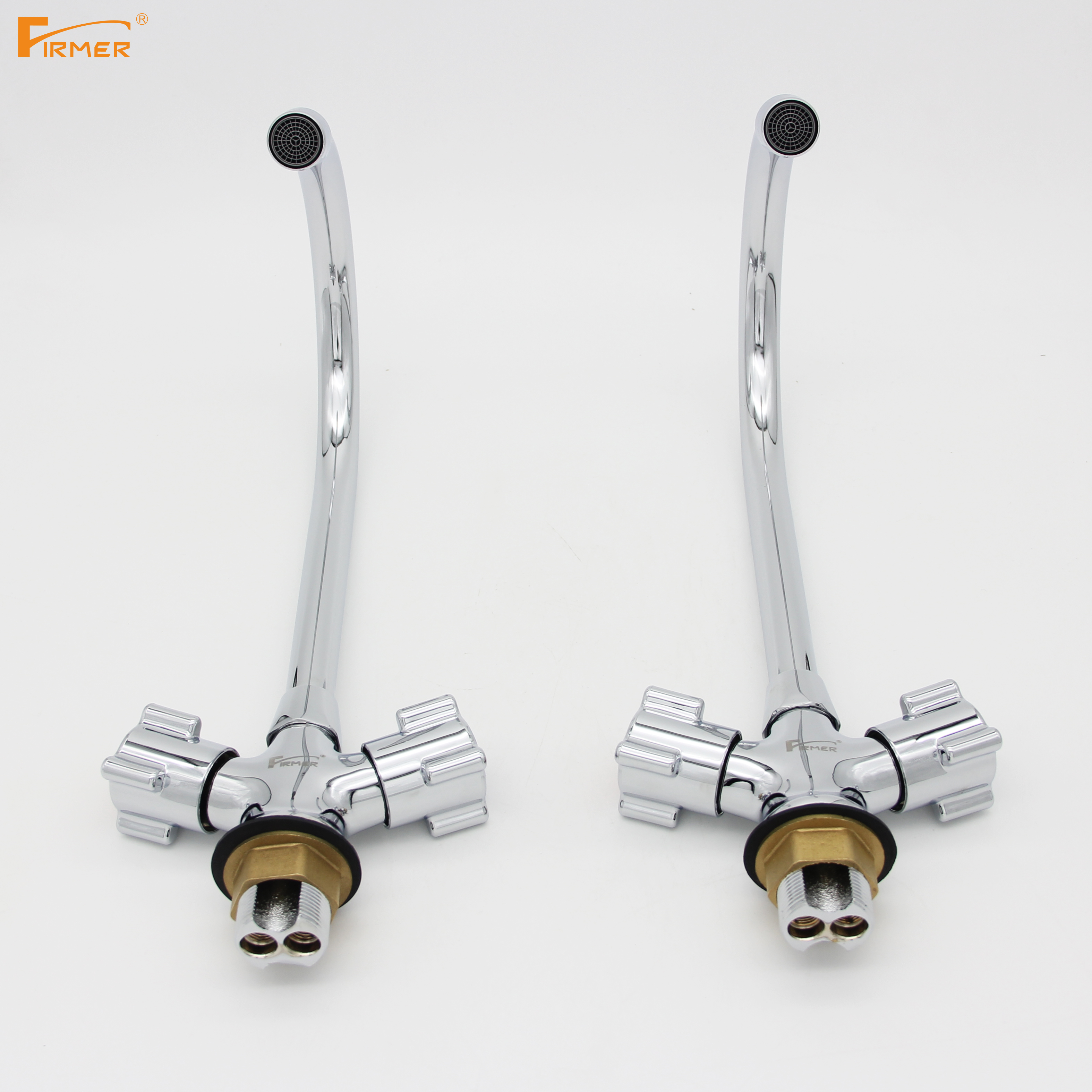 Yiwu Good goods FIRMER YLN1117-3-J Kitchen faucet cold and hot all-copper sink Faucet Double handle double switch detail image 3