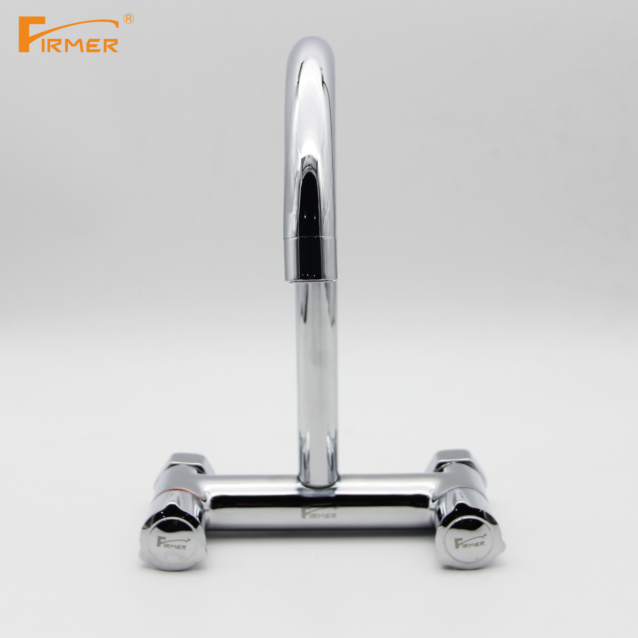 FIRMER brand copper wall-mounted cold and hot water shower, all-copper faucet, cold and hot sink, vegetable basin, kitchen faucet, double-handled washing faucet, kitchen faucet detail image 4
