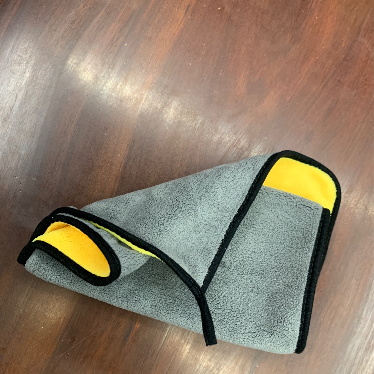 JLZ-洁丽竹加厚毛绒双色擦车布40*60洗车工具灰黄搭配去油膜泡沫枪适用 汽车清洁工具细节图