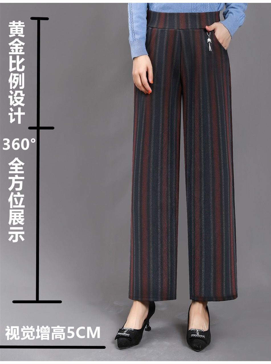 松紧腰阔腿裤女垂感大脚裤春夏妈妈裤子女士中年休闲女裤宽松大码详情图6