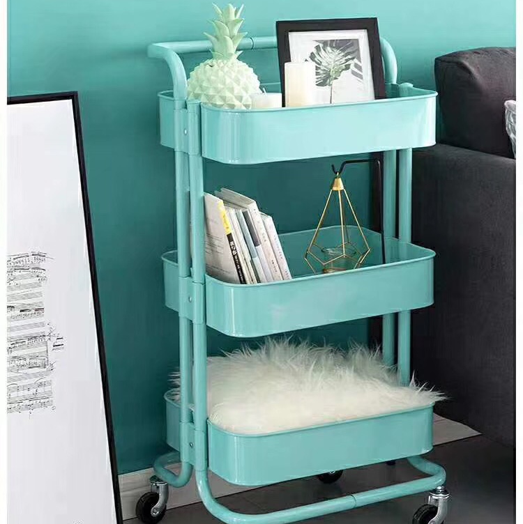 北欧风客厅收纳架 厨房收纳小推车