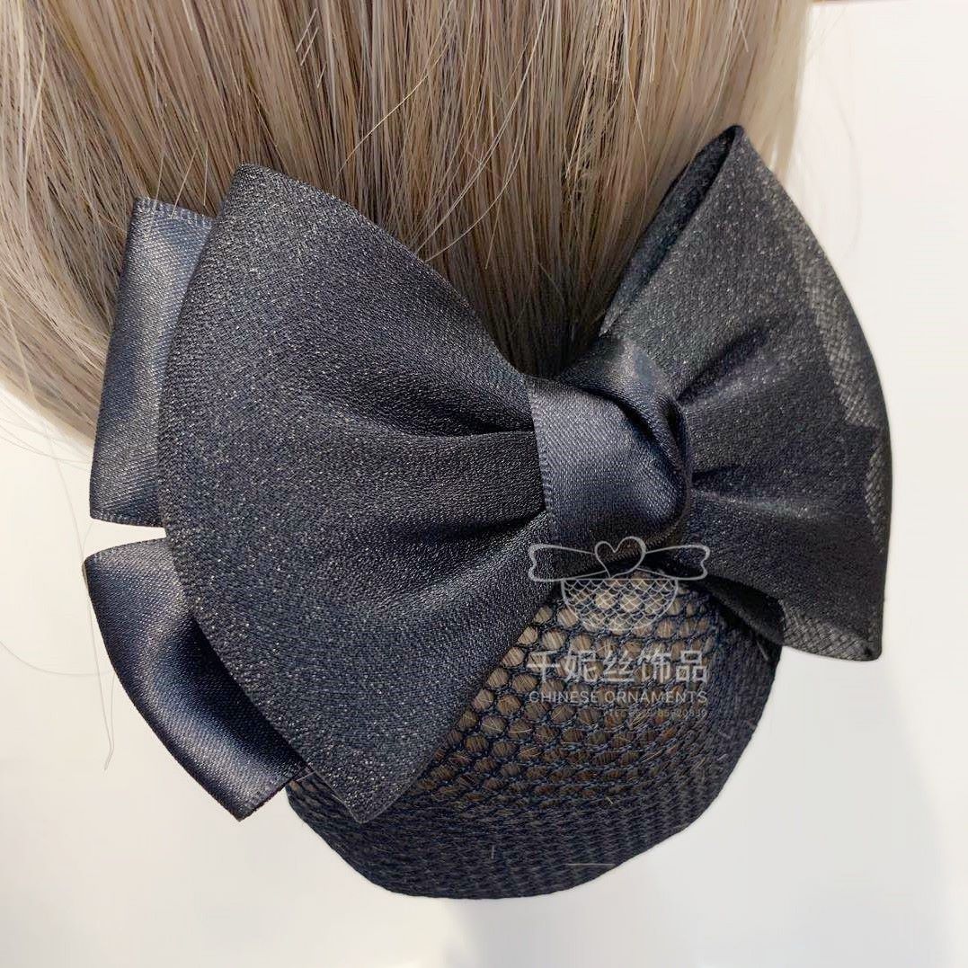 Professional headwear new style headwear bowknot nurse hairpin bank with net flower Korean staff hair net bag thumbnail