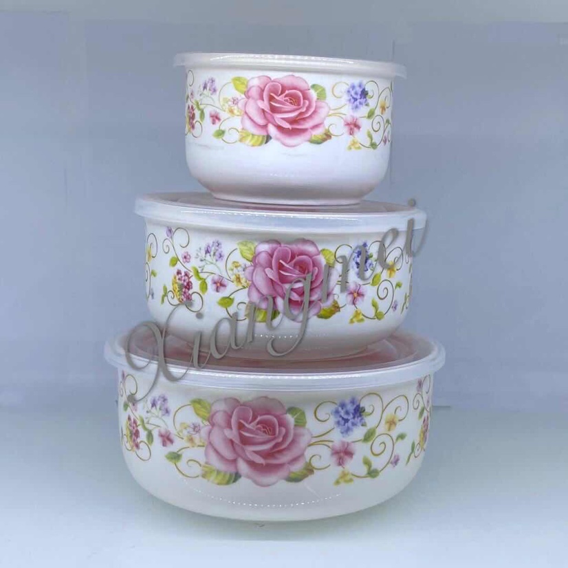 L003-M陶瓷直身满花保鲜碗，每箱24套产品图