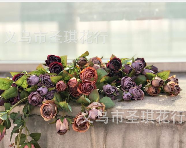 义乌好货 仿真花欧式秋色系干枯玫瑰仿干燥玫瑰花油画玫瑰花产品图