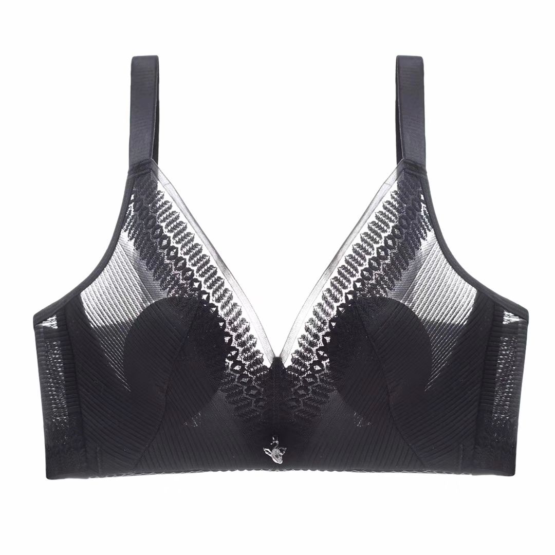 Lace-patterned crystal cup bra Specification image