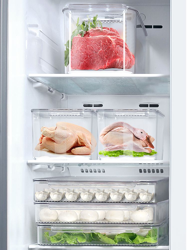 艾美诺 水果蔬菜保鲜沥水带盖塑料食品储物盒厨房冰箱收纳盒批发