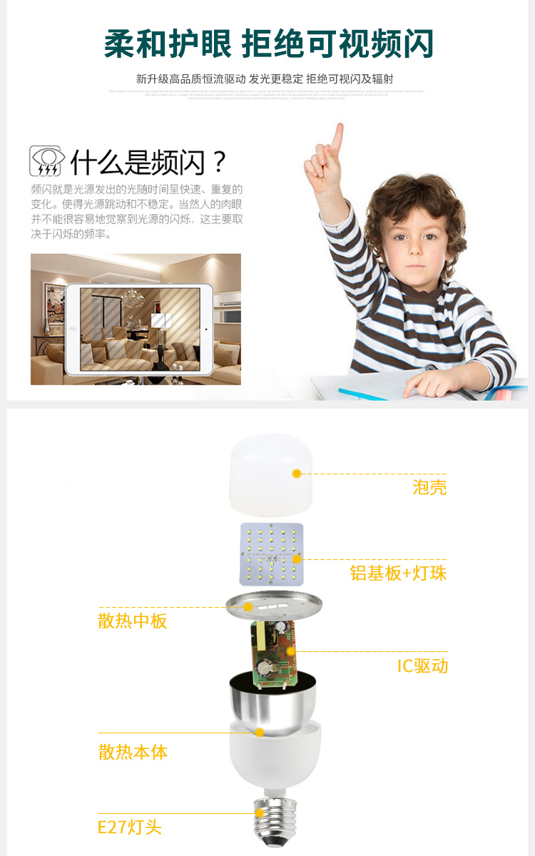 أكوستار 5W E27 مصباح كهربائي متوافر من الطاقة في خلايا LED detail image 5
