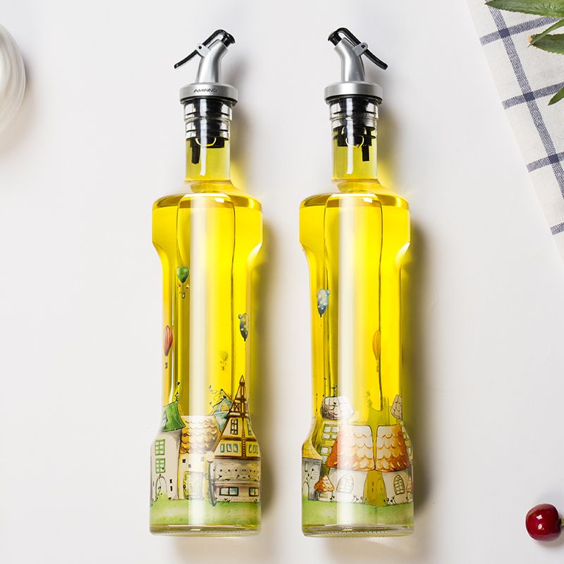 Wholesale of oil and vinegar bottle sets, glass leak-proof oil flasks, European lead-free oil bottles, creative kitchenware seasoning bottles details Picture