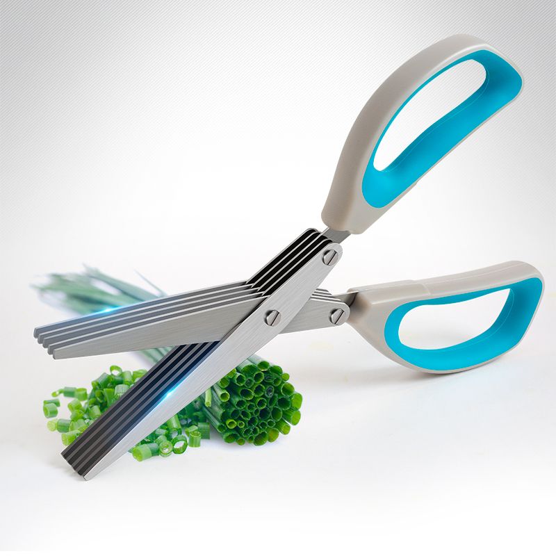 艾美诺 多功能小工具碎食剪五层不锈钢蔬菜剪刀 厨房葱花剪批发图