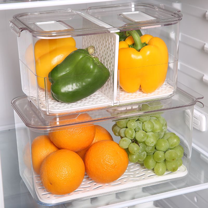 Wholesale of Ameno fruit and vegetable preservation, draining, covered plastic food storage boxes, kitchen and refrigerator storage boxes Specification image