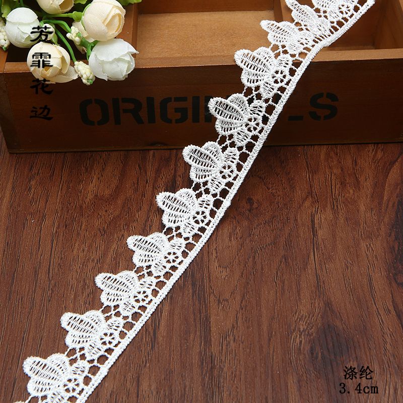 Direct sales from the manufacturer of 3.5 cm polyester water-soluble lace milk silk cotton thread embroidery lace accessories