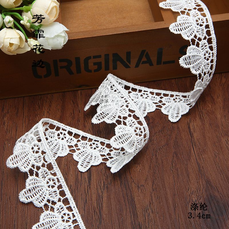 Direct sales from the manufacturer of 3.5 cm polyester water-soluble lace milk silk cotton thread embroidery lace accessories Specification image