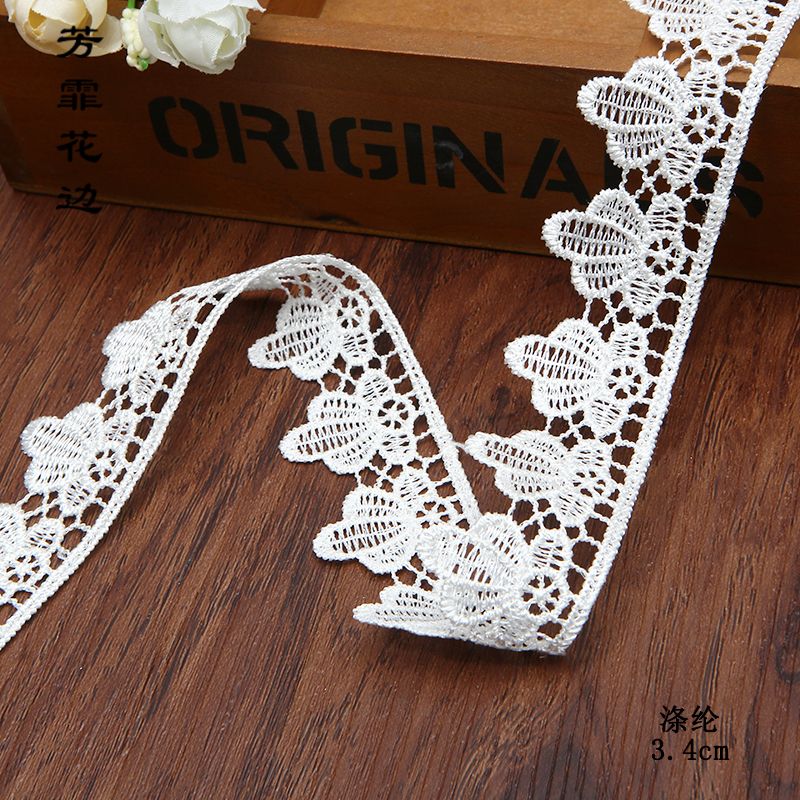 Direct sales from the manufacturer of 3.5 cm polyester water-soluble lace milk silk cotton thread embroidery lace accessories Application Scenario