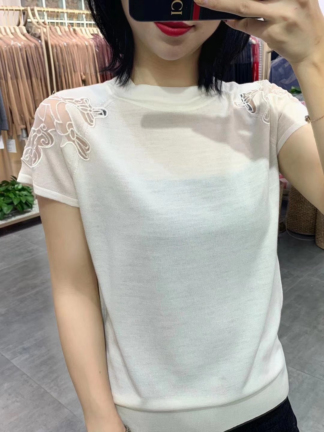 Fine Wool Short Sleeve in Soft Gray