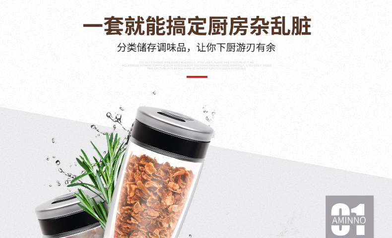 艾美诺 跨境供应厨房食品级玻璃调料盒 厨房用品调味罐套装批发详情图10