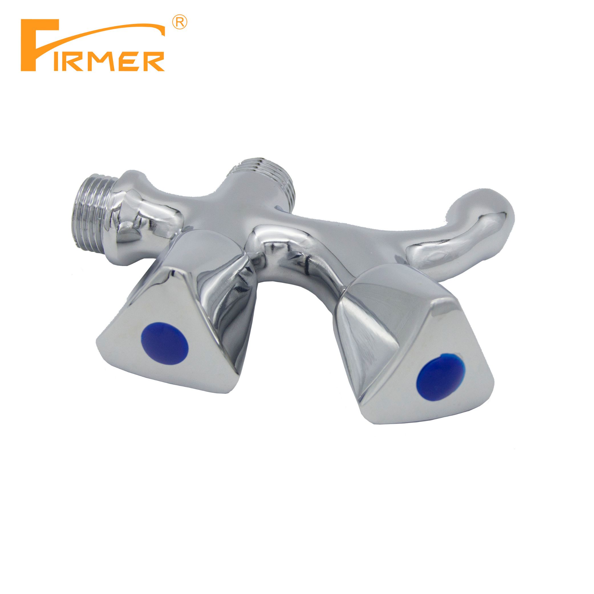 Yiwu Quality Goods Firmer Yln1005 Two-Hand Wheel Faucet, Household Multi-Functional 1-Inch 2-Inch Faucet Special Three-Way Double-Head Dual-Purpose Specification drawing