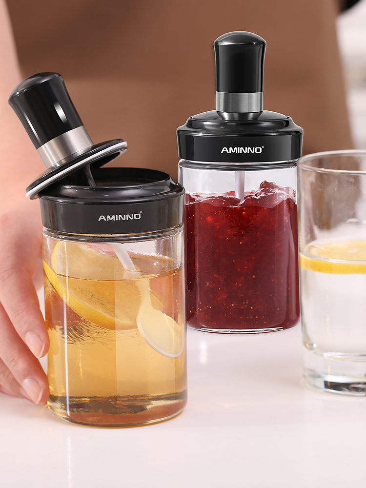 艾美诺玻璃调味盒带勺调料瓶密封固液调味瓶番茄酱瓶调料盒调味罐详情图5