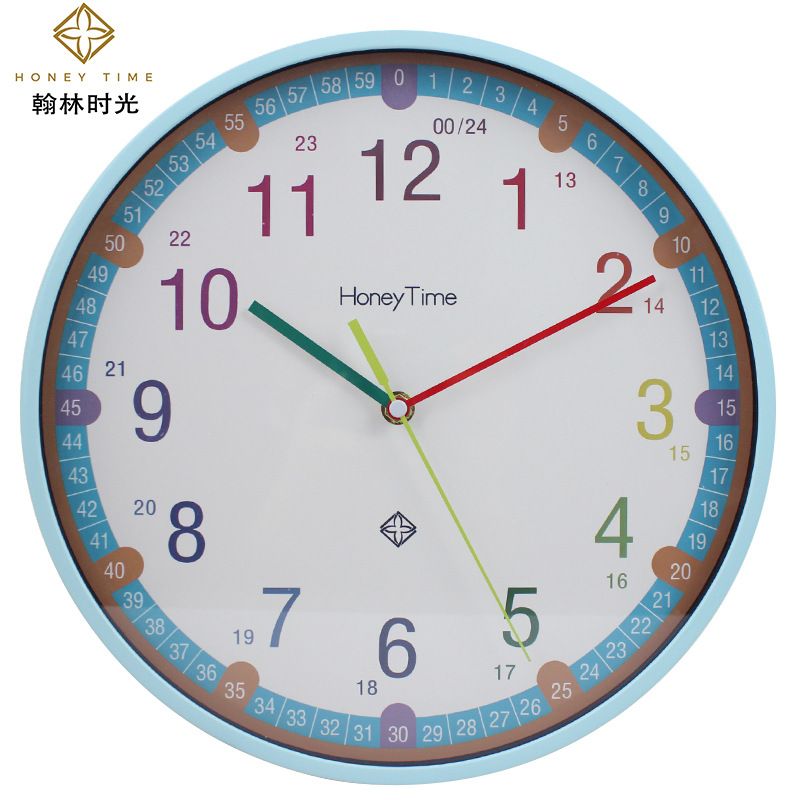 12 inches 30CM round wall clock Children and students home decoration 24 hours wall clock