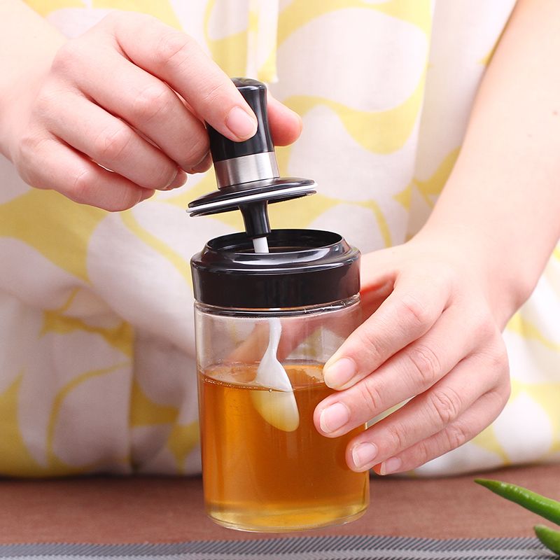 艾美诺玻璃调味盒带勺调料瓶密封固液调味瓶番茄酱瓶调料盒调味罐产品图