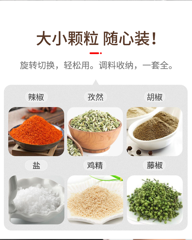 可旋转调味瓶 密封调料罐不锈钢调料瓶 立式7件套装详情图2