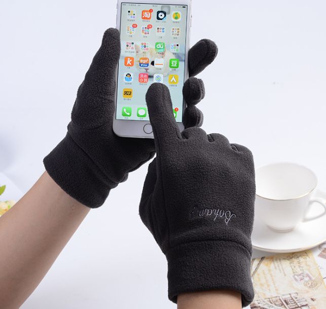 Yiwu Selection shake grain man touch screen gloves autumn and winter outdoor cycling cashmere gloves warm windproof cold fingertip gloves can be customized thumbnail