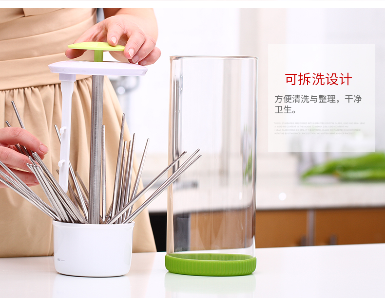 高硼硅玻璃餐具盒筒沥水带盖筷子筒详情图15