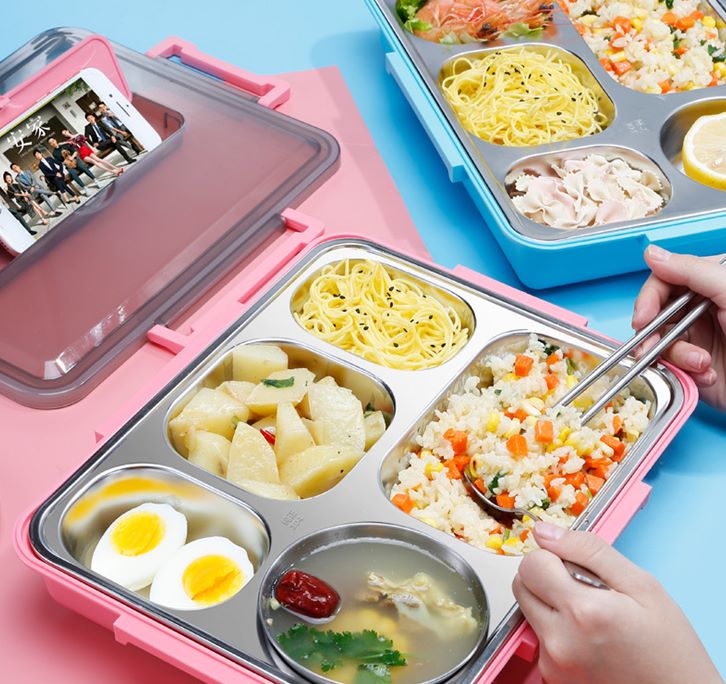Yiwu Good Goods Five/Four Fast Food Bento Box 304 Student Lunch Box White-Collar Lunch Box