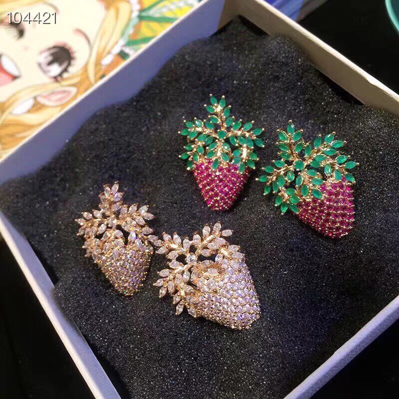 Sweet strawberry 🍓 stud earrings, 925 silver needle thumbnail