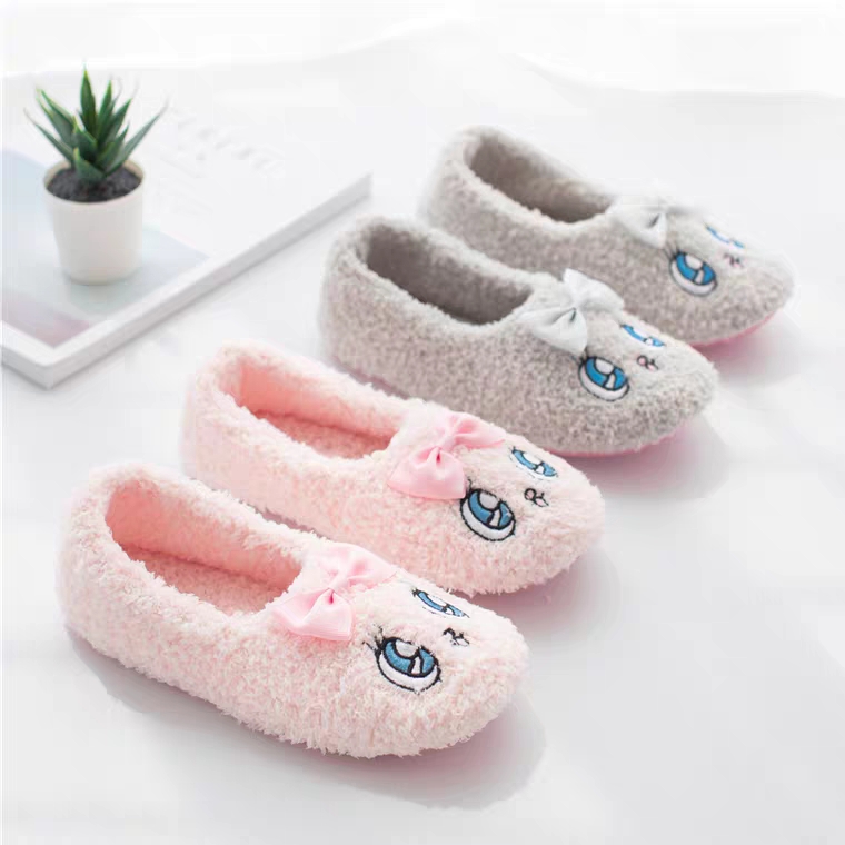 外贸批发月子鞋可爱包跟室内毛绒棉拖鞋女秋冬天卡通软底家居拖鞋