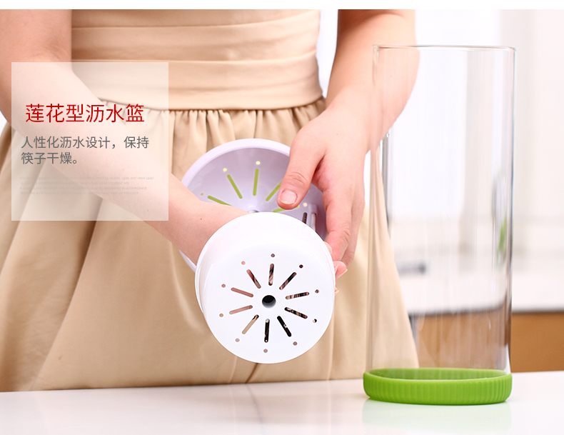 高硼硅玻璃餐具盒筒沥水带盖筷子筒详情图14