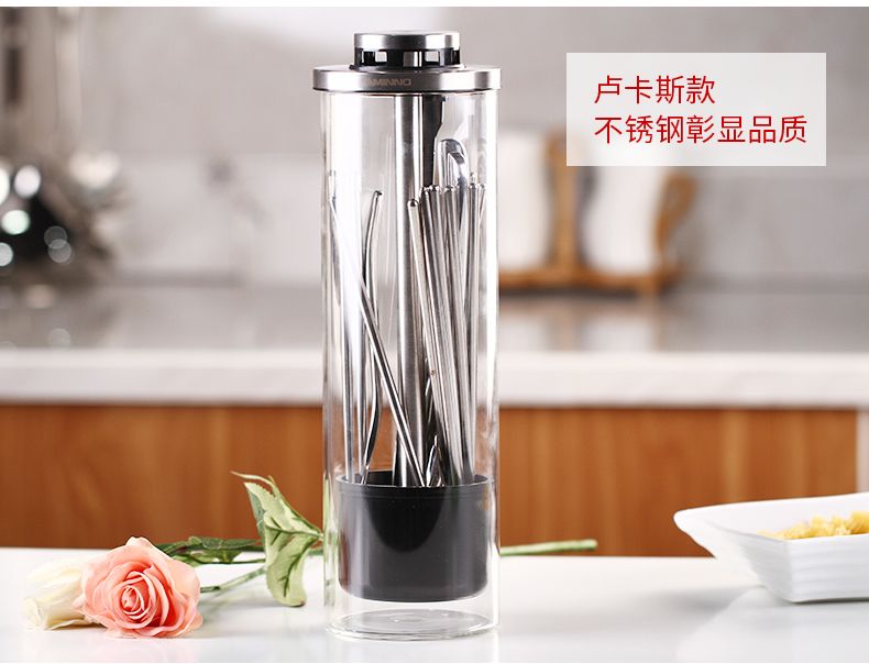 高硼硅玻璃餐具盒筒沥水带盖筷子筒详情图18