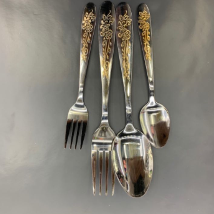 Yiwu Good Goods Printed Stainless Steel Fork Spoon Tableware Western Fork Spoon Tableware