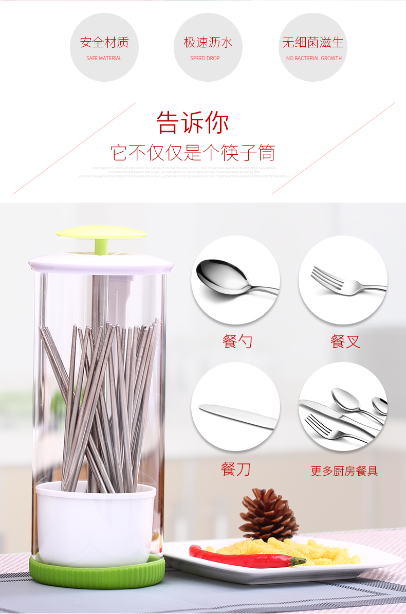 高硼硅玻璃餐具盒筒沥水带盖筷子筒详情图4
