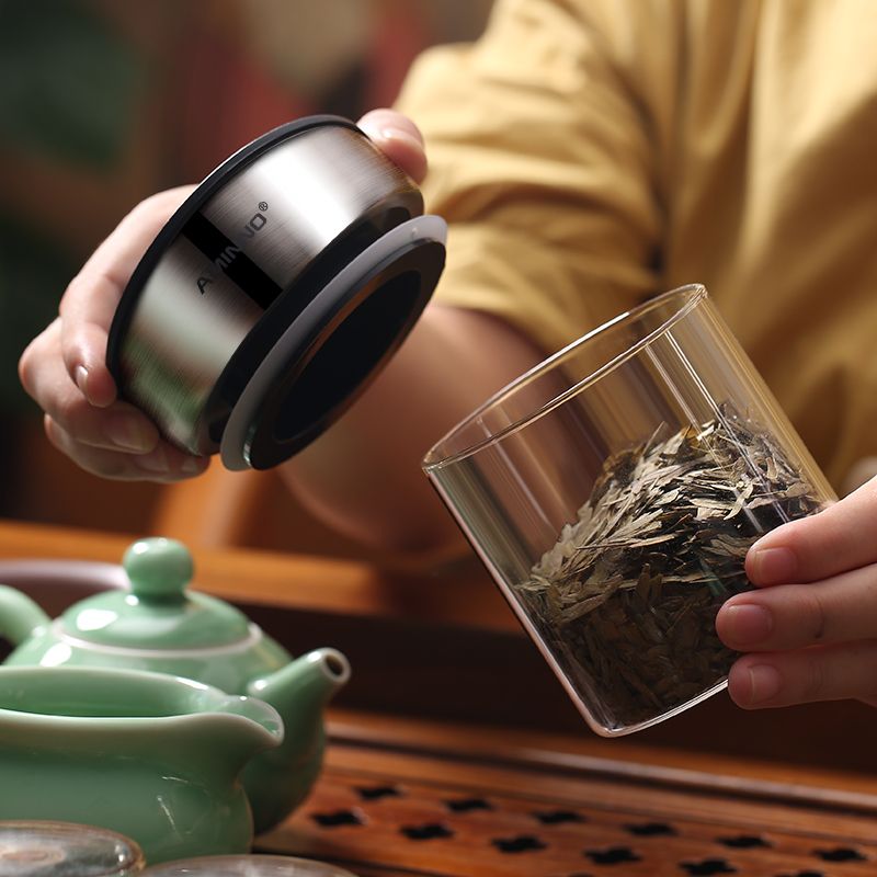 食品级玻璃带盖密封罐透明分装五谷杂粮收纳储物【不锈钢】白底实物图