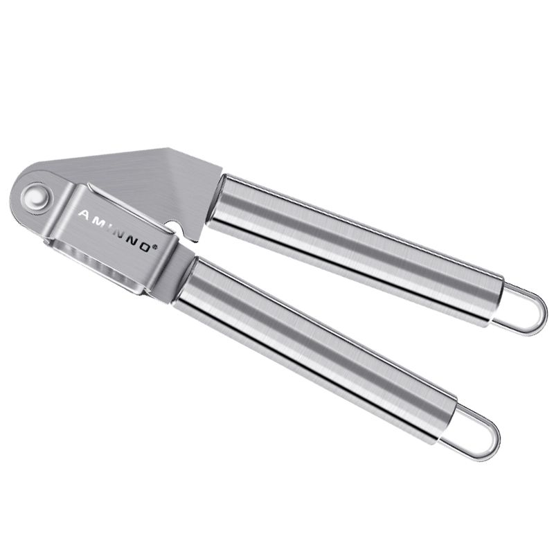 家用厨房小工具不锈钢大号切蒜器捣蒜器手动大蒜蓉夹压蒜泥器白底实物图