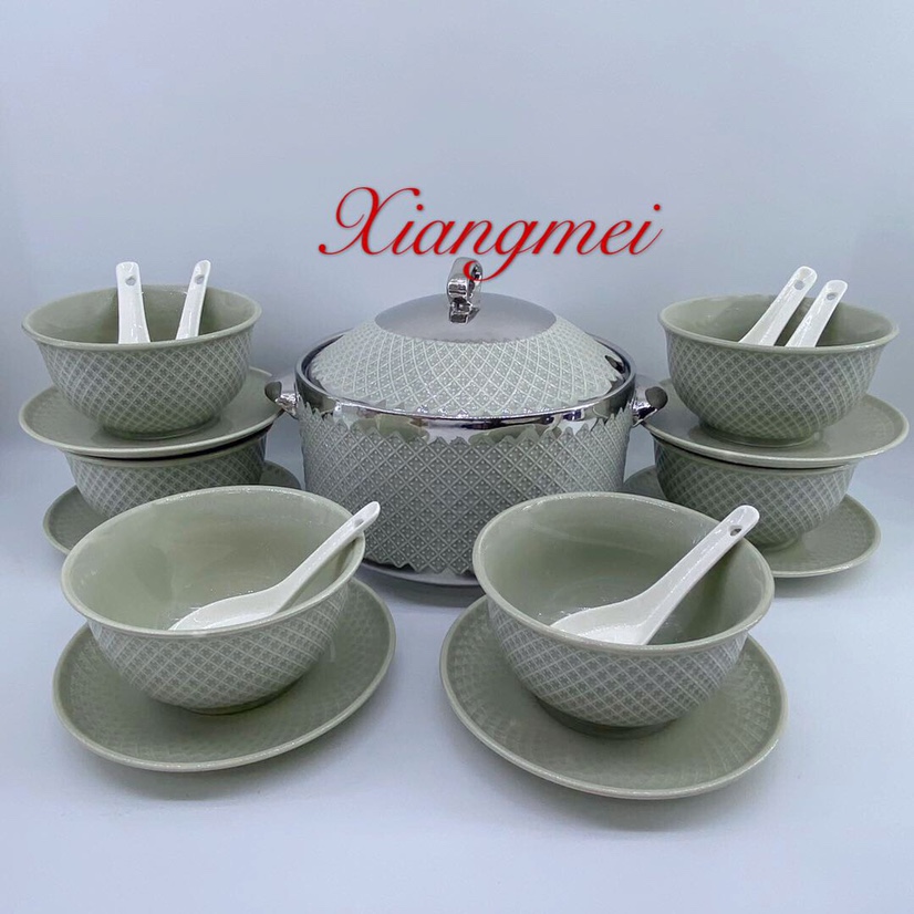 21T-Q陶瓷21头青色餐具，每箱4套