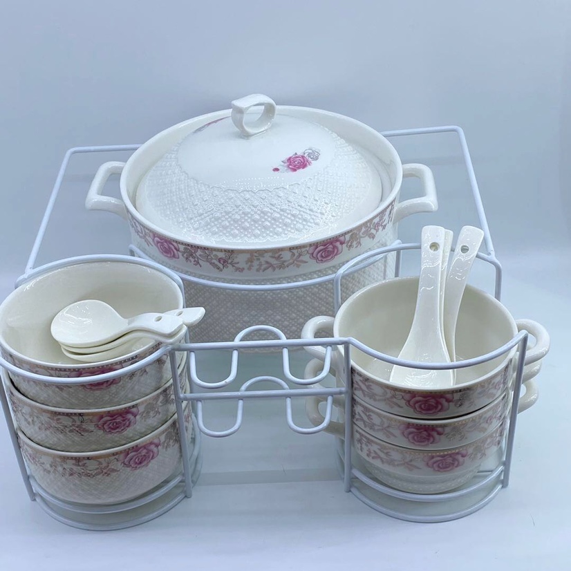 15T-B06陶瓷铁架双耳餐具，每箱4套产品图