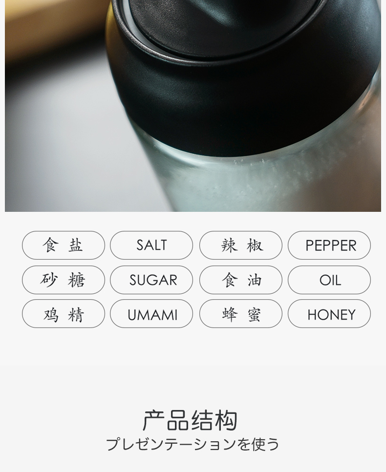 义乌好货 玻璃调味瓶厨房家用盐味精带勺调料罐调料盒组合套装详情图7