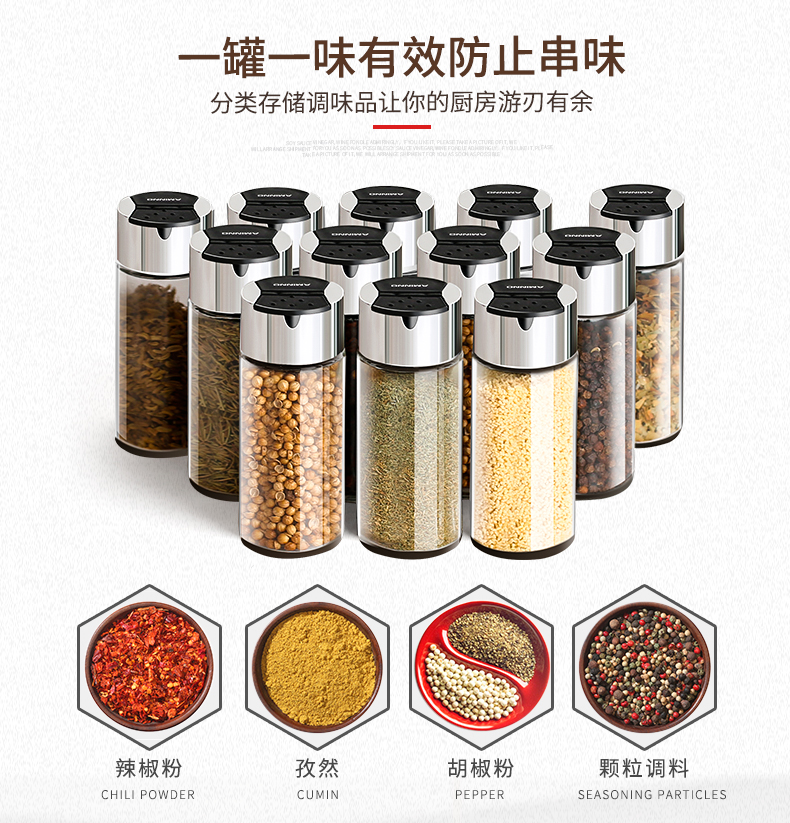 义乌好货 厨房用品玻璃调味瓶套装 创意调料罐调料盒餐桌2件套详情图1
