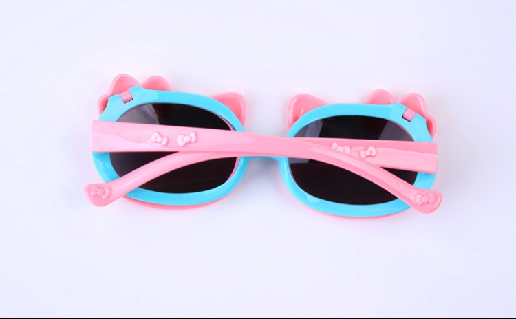 儿童太阳镜韩版蝴蝶结女宝宝偏光墨镜个性女童防紫外线翻盖眼镜潮3427白底实物图