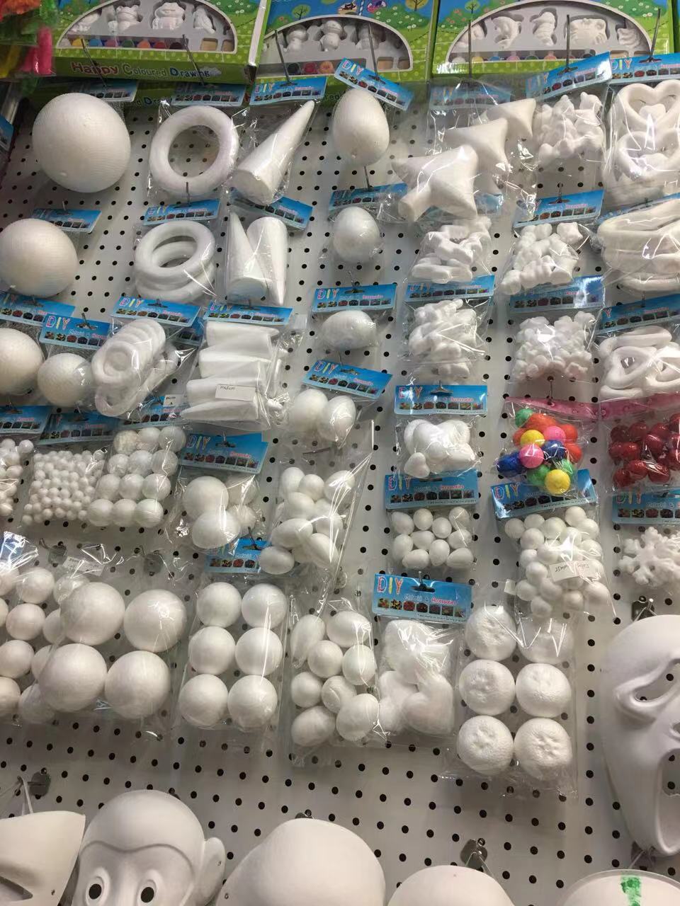 泡沫球圣诞球圆珠鸡蛋花蕾圆锥幼儿园创意手工材料细节图