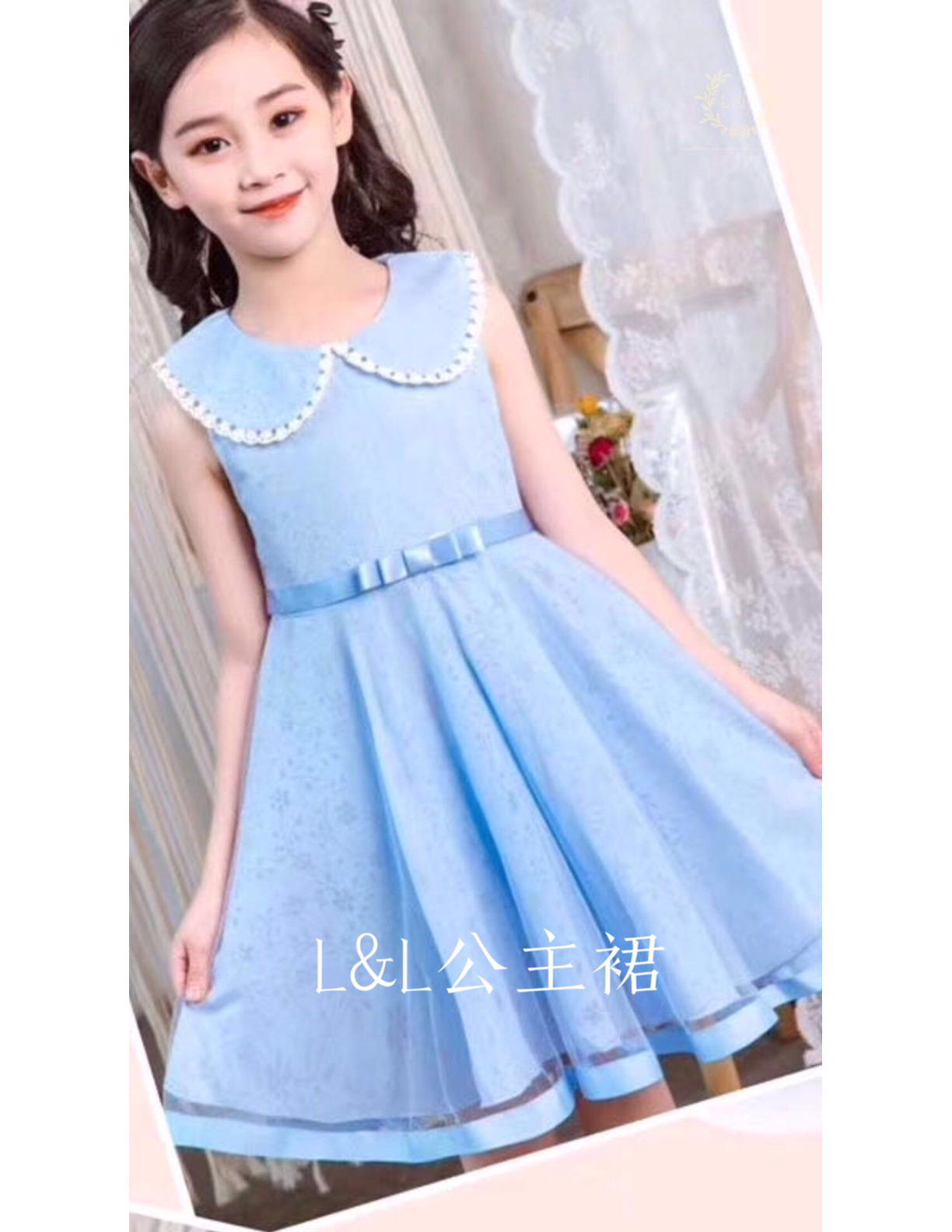 2020JW1327女童夏装连衣裙韩版娃娃领印花短袖Ａ字裙衫儿童洋气裙子详情图3