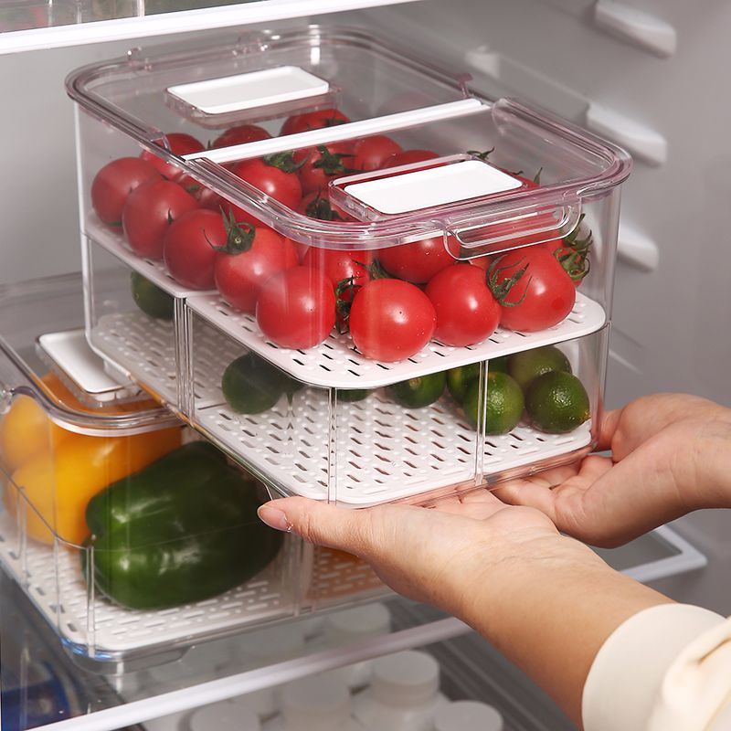 艾美诺 水果蔬菜保鲜沥水带盖塑料食品储物盒厨房冰箱收纳盒批发详情图3